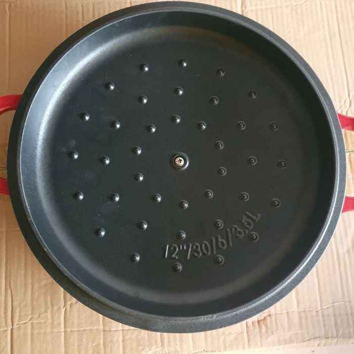 Cratita cu capac din fonta emailata, 3.5l, 30cm, rosie, Uno Casa