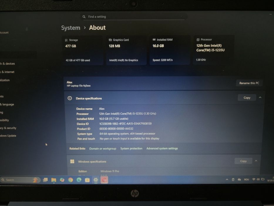 LAPTOP HP 15S-FQ5025NQ / 16 GB / 512  GB