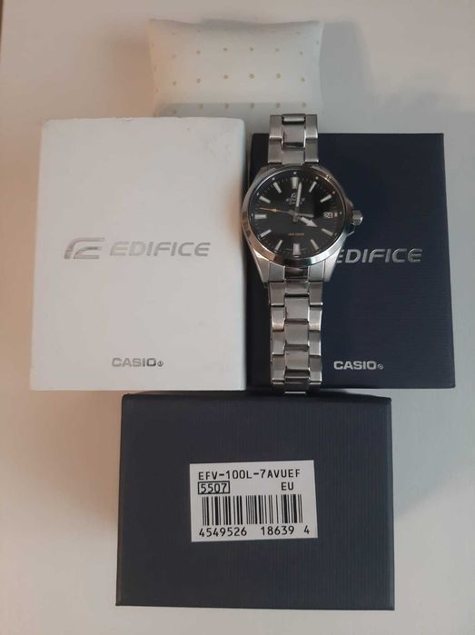 Ceas Casio Edifice 100 D -1AVUEF cu bratara din otel inoxidabil - NOU