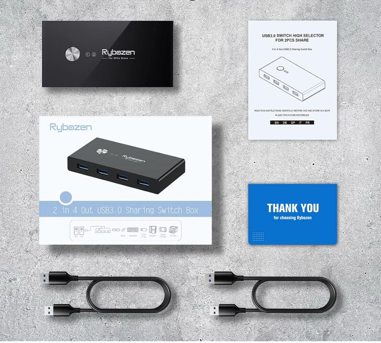 KVM адаптер за споделяне на 2 РС и 4 USB устройства