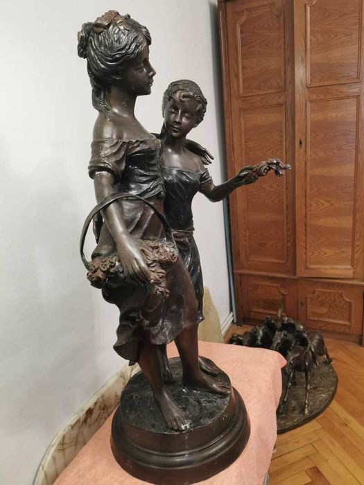 Statuie cu doua piese din bronz vintage/baroc