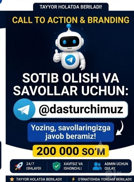 Tayyor telegram qabul bot  | 200 000 so‘m | Excel baza