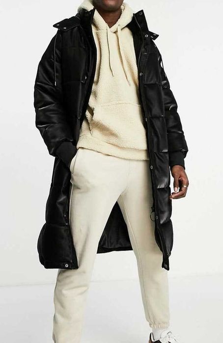 Geaca lunga puf neagra