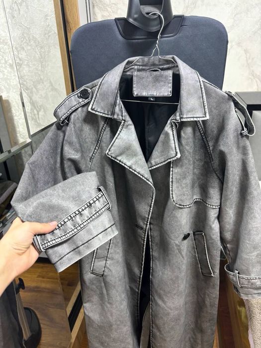 Трендовый тренч эко кожа плащ