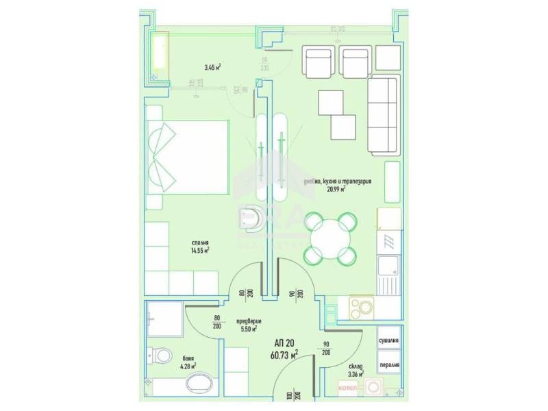Продава се Двустаен апартамент в София, Малинова долина - 71 кв.м за 1816 €/кв.м - Снимка #9