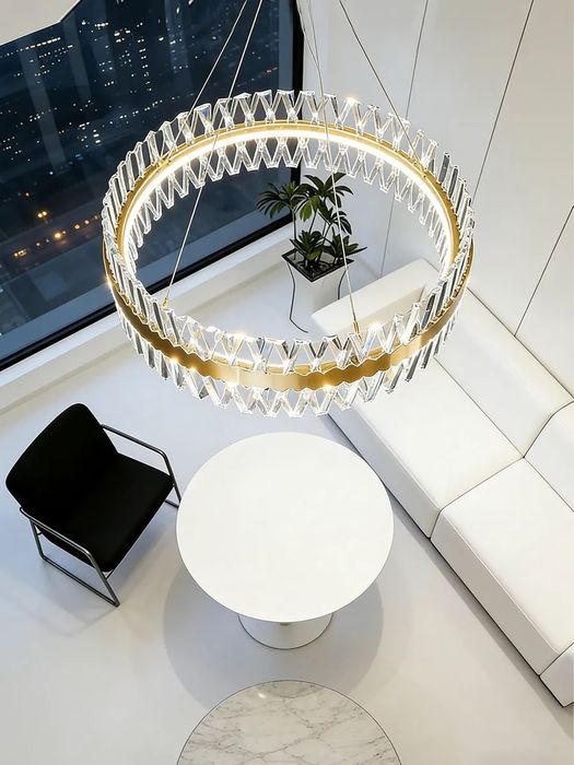 Люстра потолочная Crystal Gold Ring LED, золотая, 60/80 см