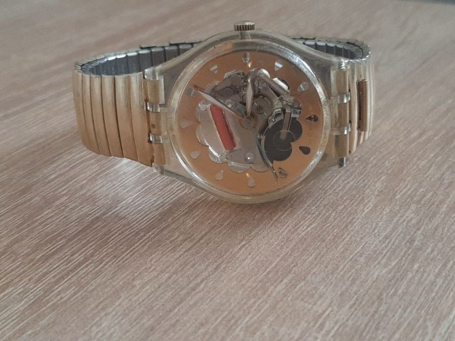 Ceas Swatch Jelly Fish (Vintage 1997) - Skeleton Gold, Curea Metalică
