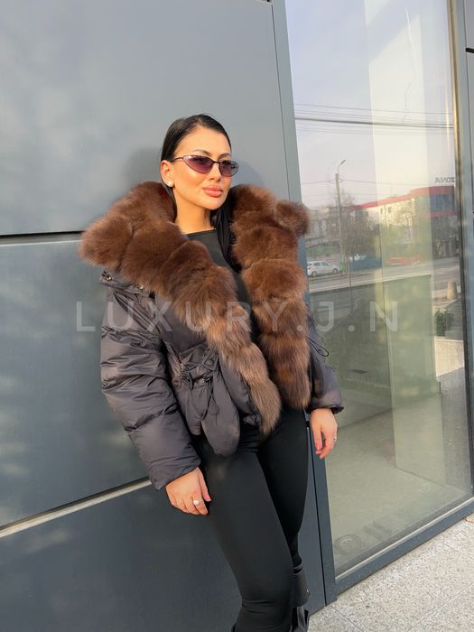 Geaca blana naturala detasabila, gluga