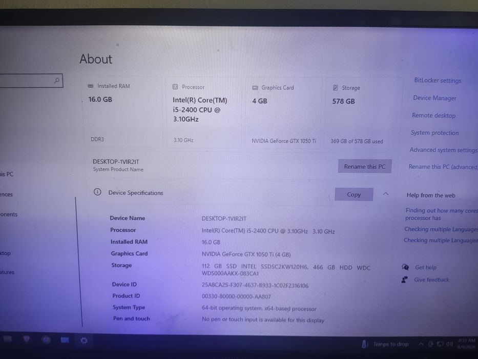 Vand urgent PC cu 16GB Ram DDR3 si GTX 1050 Ti