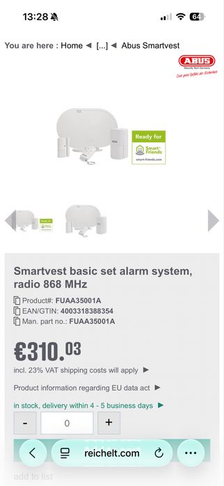 Set Alarma Smartvest Abus Basic Set, Noua Sigilata!