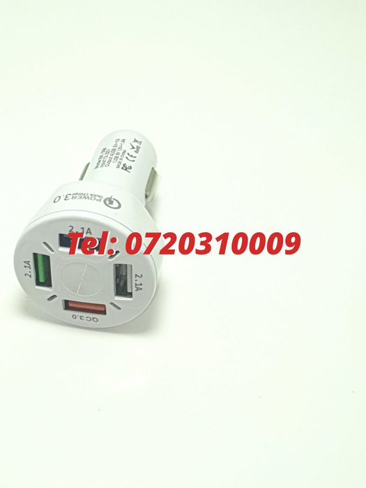 Incarcator Masina Auto 4 Porturi Bricheta Usb Qc Incarcare Rapida