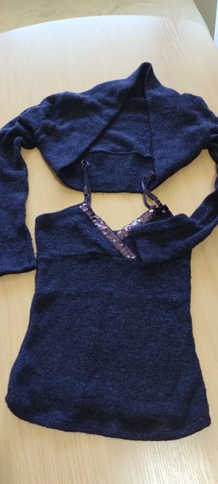 Ефектен плетен потник с ръкави