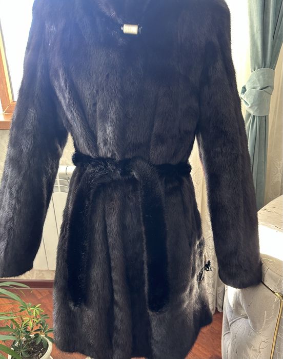 Натуральная Норковая шуба с поясом