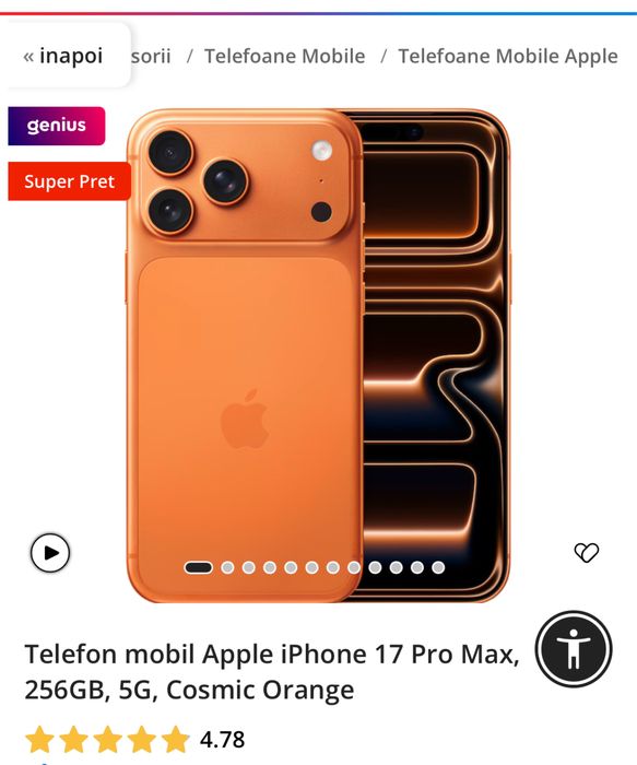 17 Pro Max, sigilat, factura APPLE STORE, garantie 24 luni