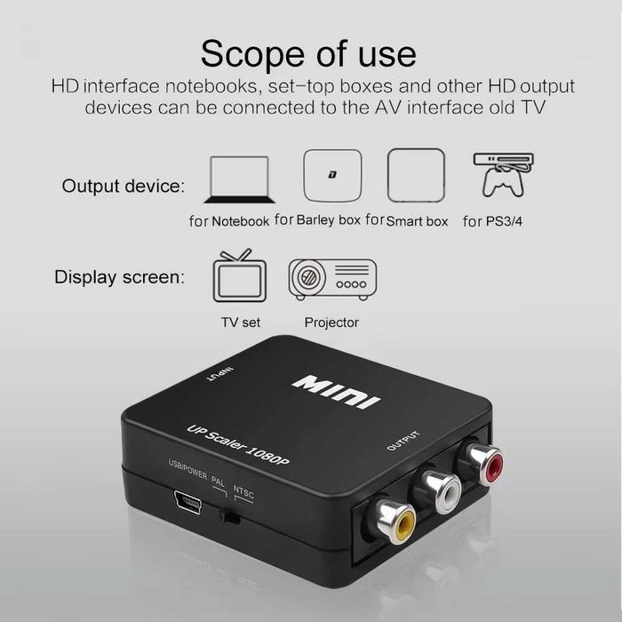 Адаптер HDMI към AV RCA 3 чинча или обратно FULL HD чинчове конвертор