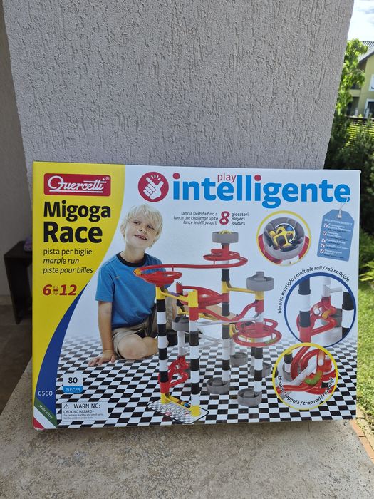 Pistă bile Quercetti Migoga Race - Joc educativ STEM, 80 piese, stare excelentă