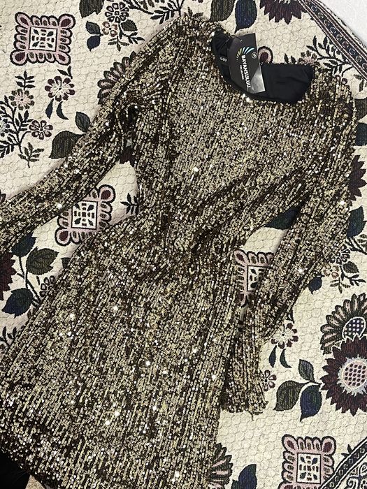 Платье блестящая золотистый