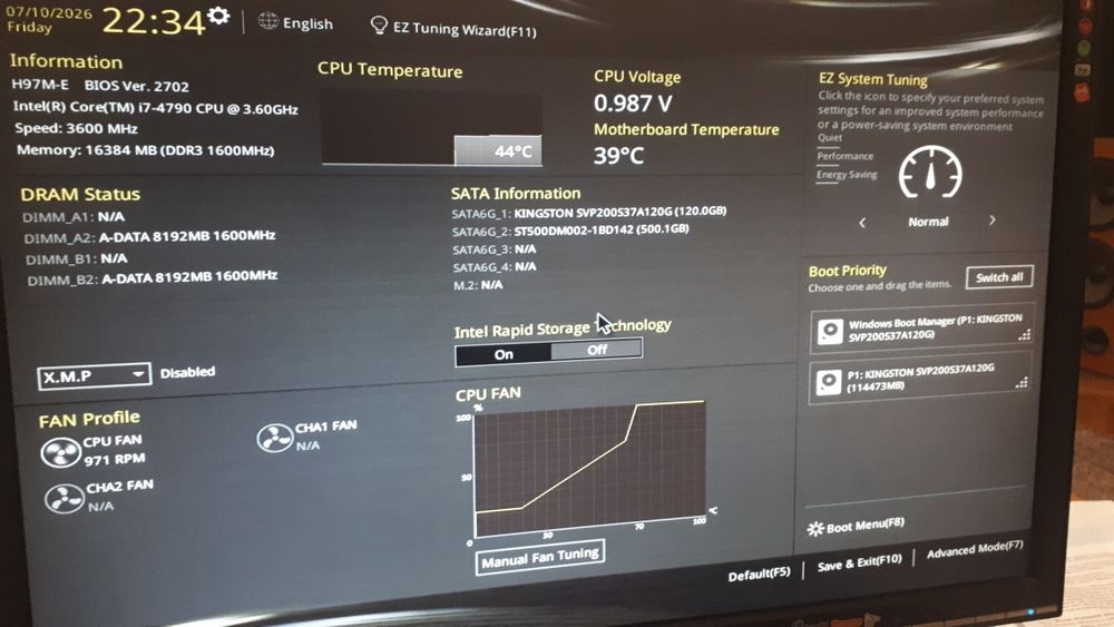 Asus H97M-E+Intel I7 4790+16GB Ram+SSD+HDD