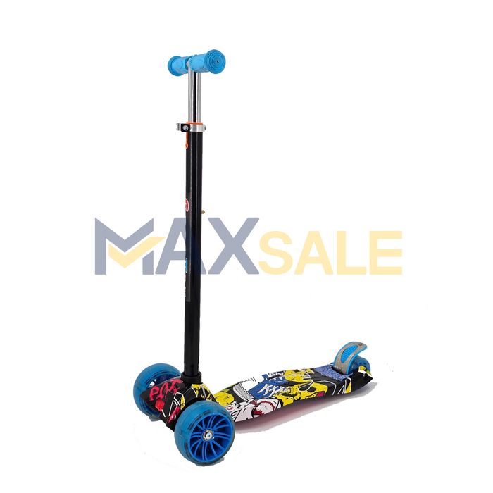 Детска тротинетка с 3 светещи колела синьо триколка колело дете спорт