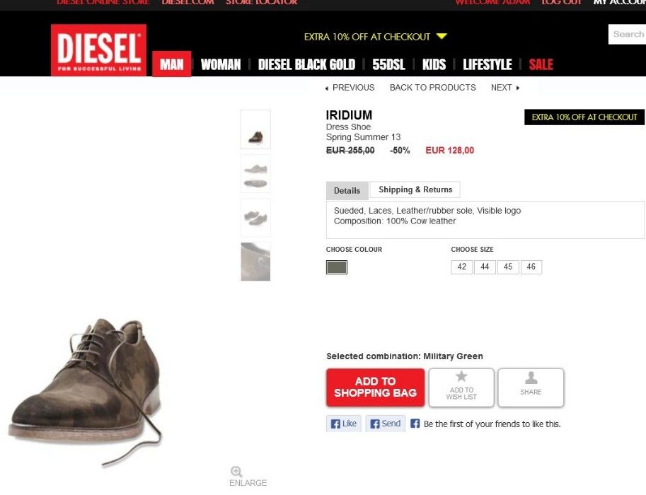 Pantofi Diesel eleganti piele intoarsa, ca si Noi , pret magazin 255 €