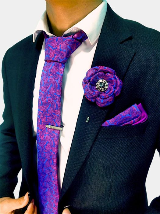 Подарочный набор для жениха галстук, бабочка, нагрудной платок, брошь