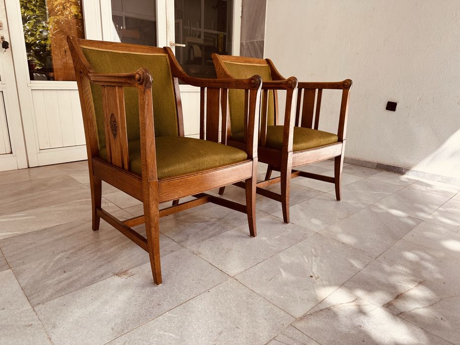 Скандинавски кресла / фотьойли – масив дърво – mid century – комплект