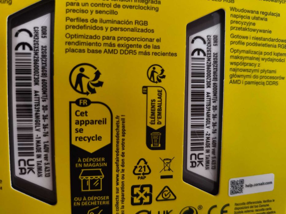 Corsair Vengeance RGB DDR5 6000 MT/s 32GB(2x16Gb) cl 30