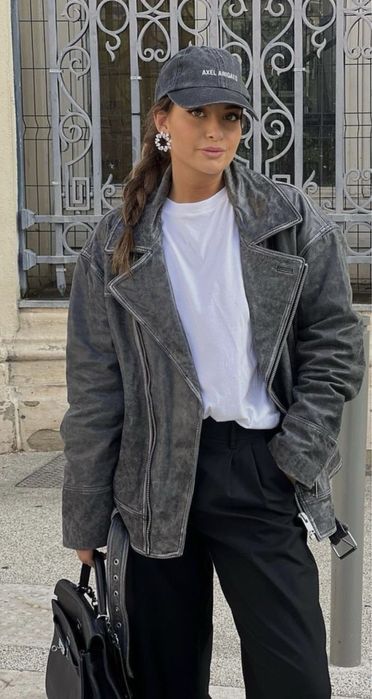 Куртка-косуха Zara из натуральной кожи размер М (на 46)