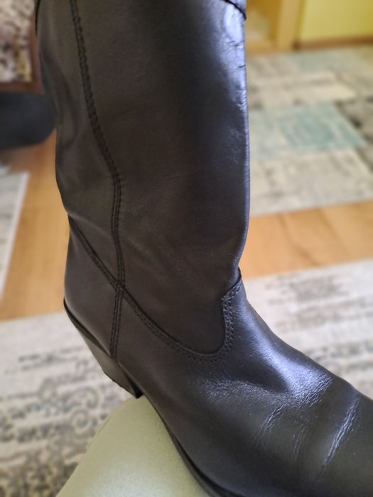 Cizme Zara negre din piele