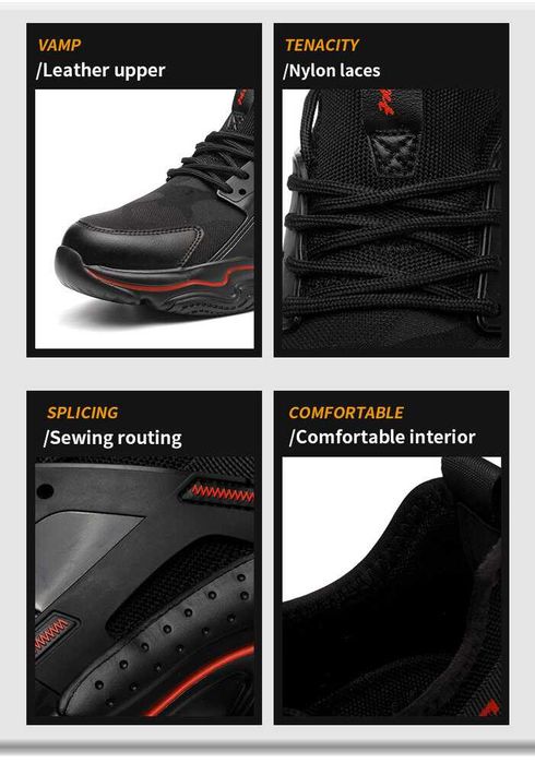 Защитни Работни Обувки Veiras Safety, S1P, Черно / Червено