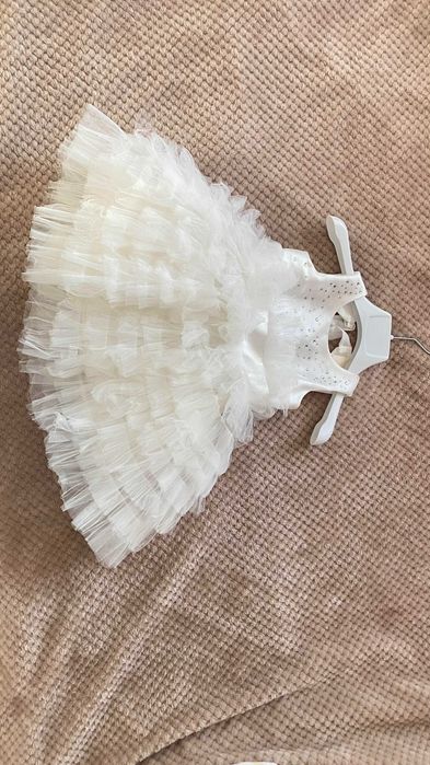 ПРОМО! НОВА Рокля за кръщене в бяло с камъни Swarovski Official! 12М