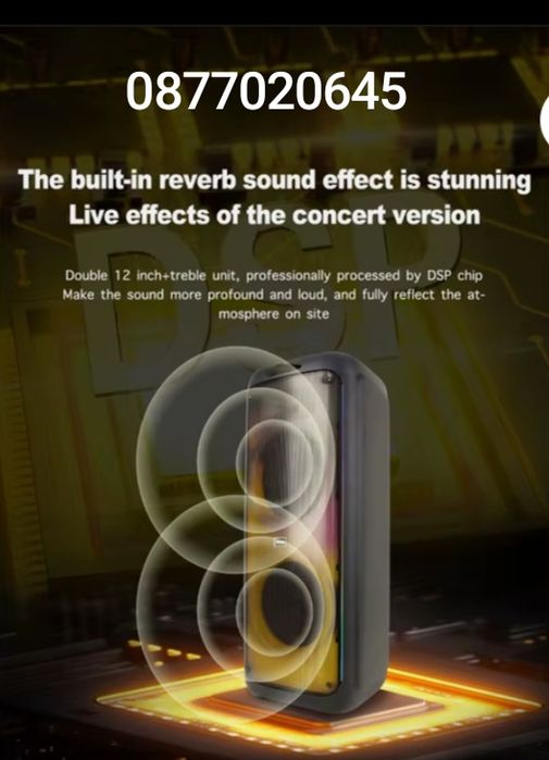 Професионална двойна караоке тонколона 2х12 инча BTS-1938 с Bluetooth