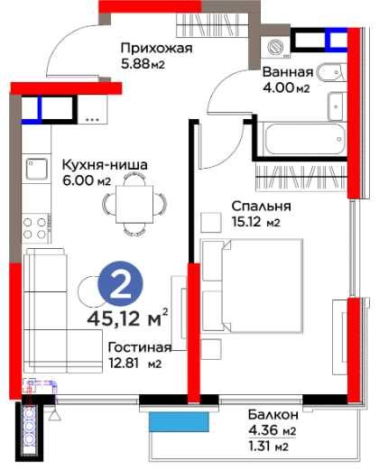 Яшнабад 45 м² — спеццена, взнос от 250 млн, рассрочка и ипотека(XS)