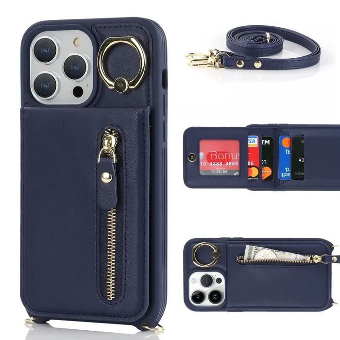 Чехол-картхолдер с ремнем на айфон