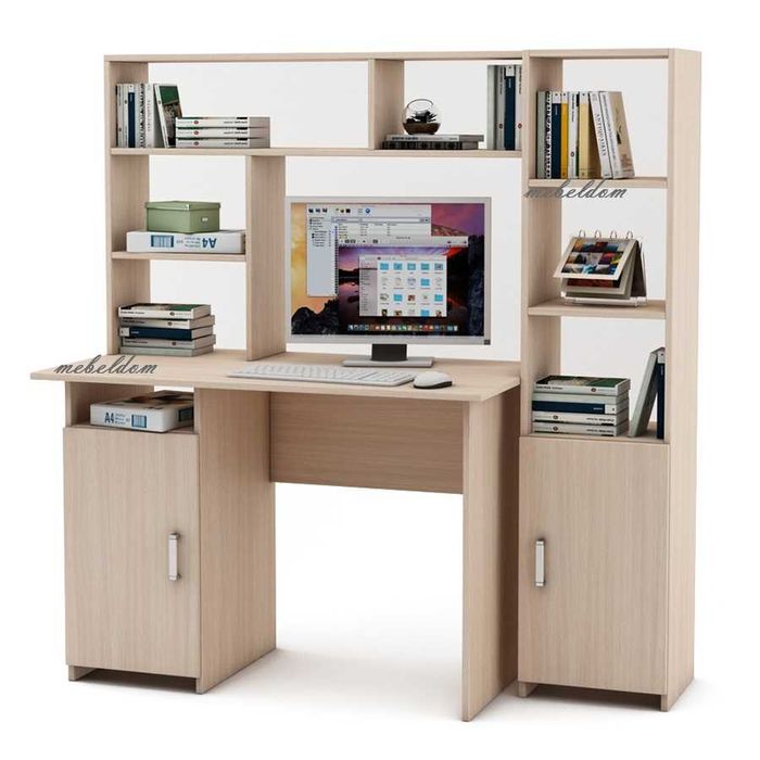 Бюро 110см. с надстройка и етажерка с плавни врати(код-0909)