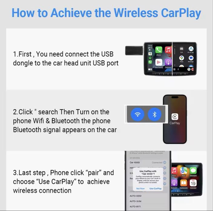 Безжичен адаптер за CarPlay и AndroidAuto