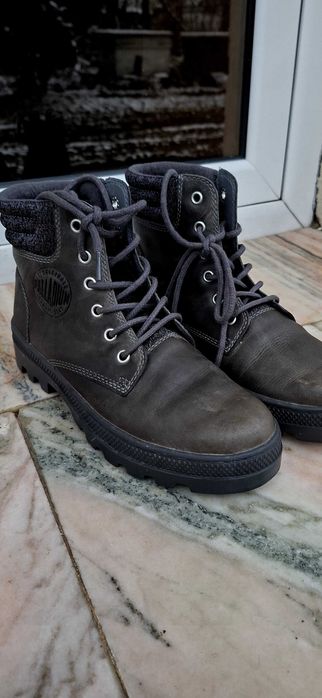 Ghete gri kaki piele Palladium waterproof 39