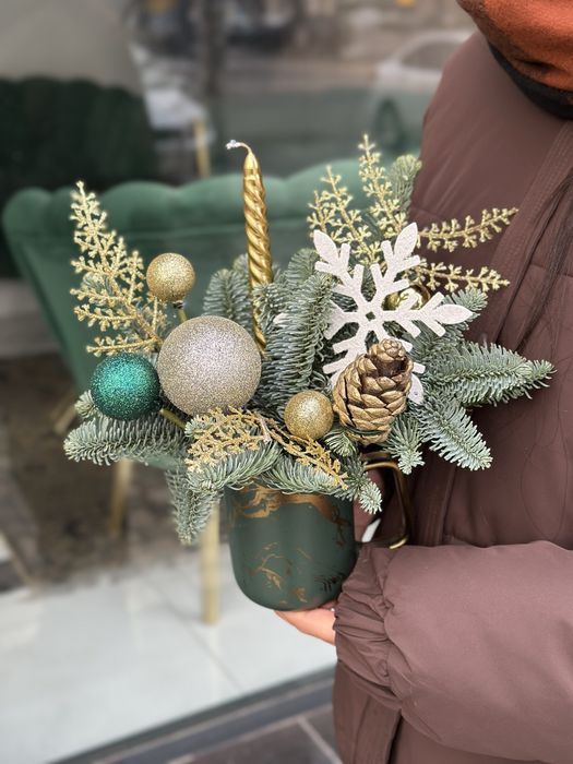 Декор новый год офиса дома подарок елка искуссвенная живая композиция