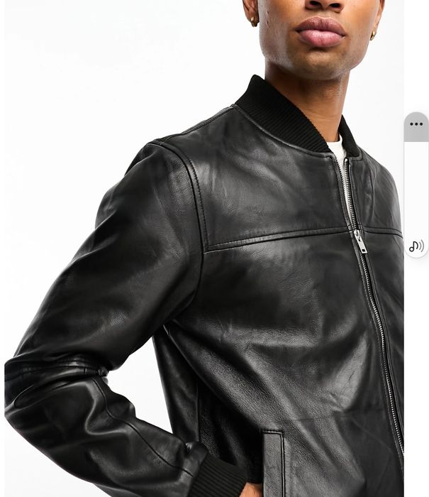 Мъжко кожено яке XL черно бомбър спортно елегантно късо цип джобове естествена кожа на  Bolongaro Trevor.