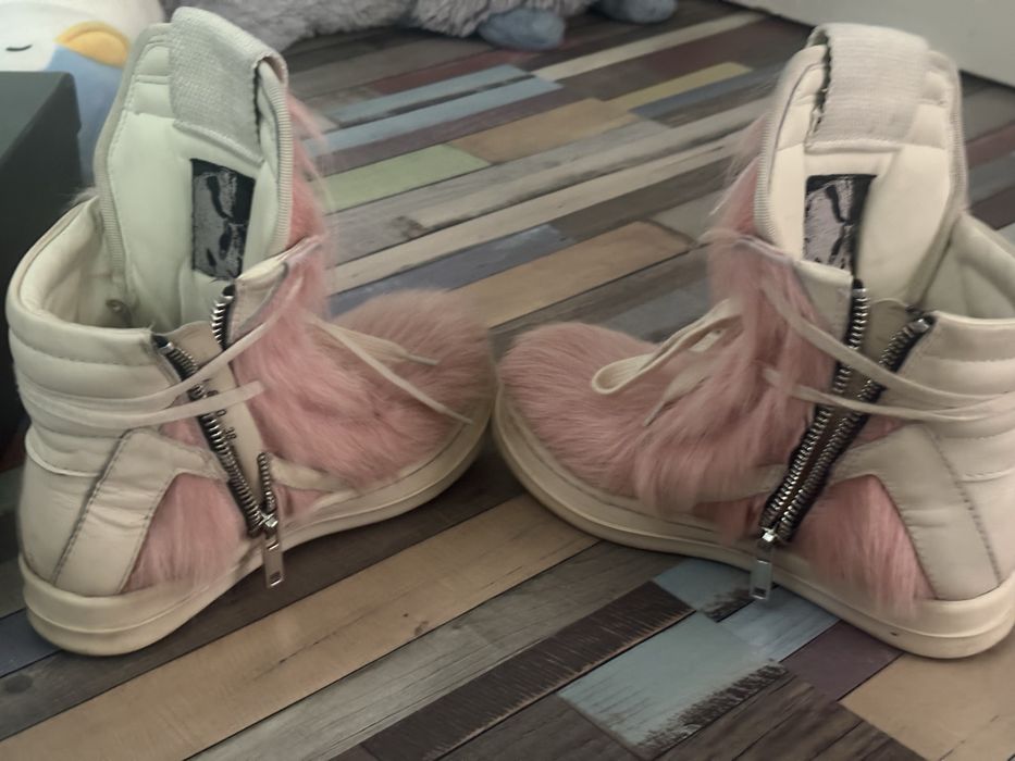 rick owens geobaskets fur pink