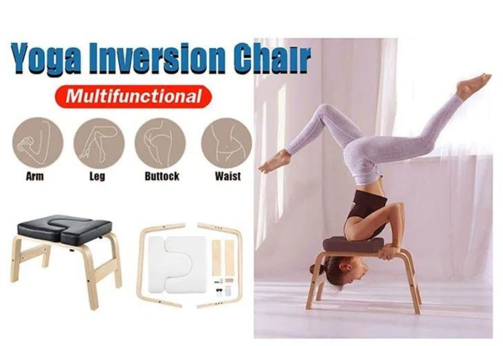 Йога стол стойка на глава - син