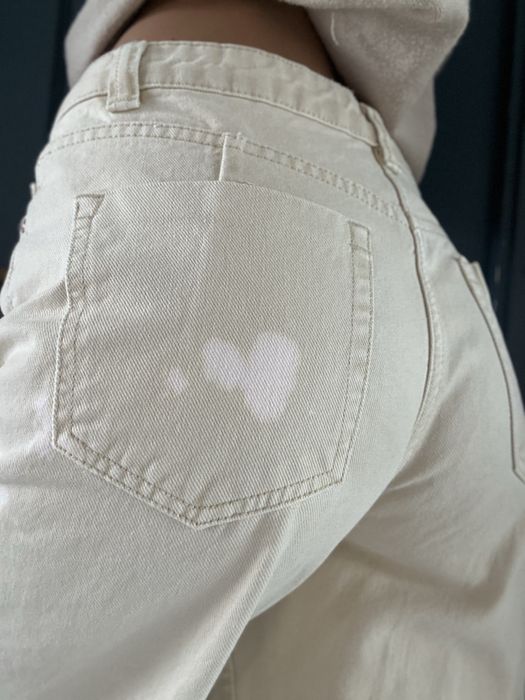 Pantaloni S rupti talie inalta