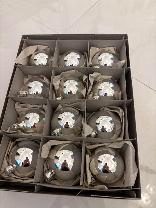 Set globuri vechi pentru brad – sticlă handmade, Germania anii 1960