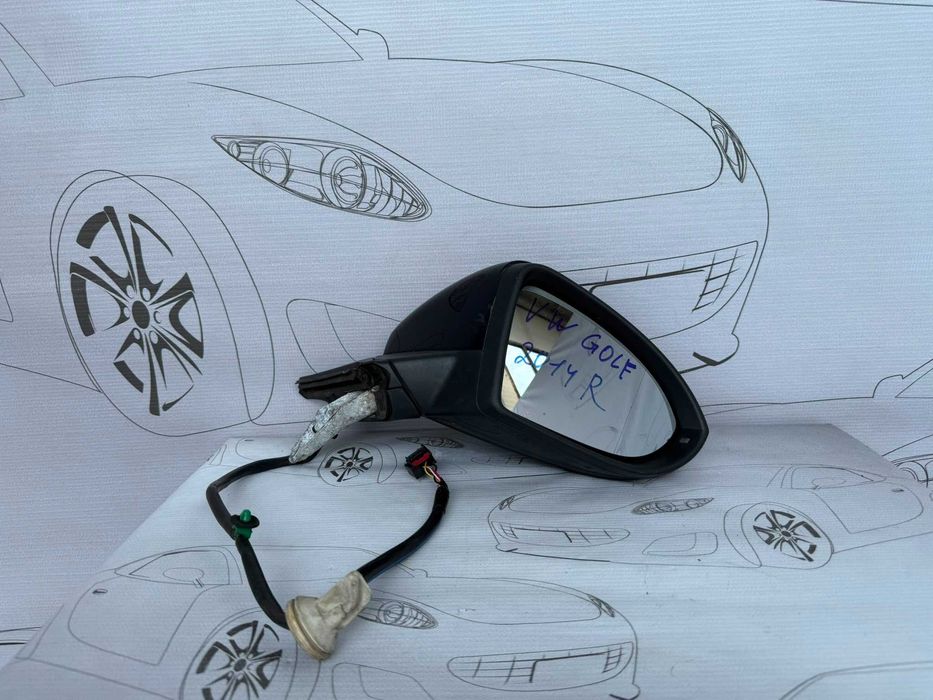 Oglindă Dreaptă 6 PINI VW Golf 7 2014 / 2012-2020 / Cod OEM 5G2857508AF (5C2)