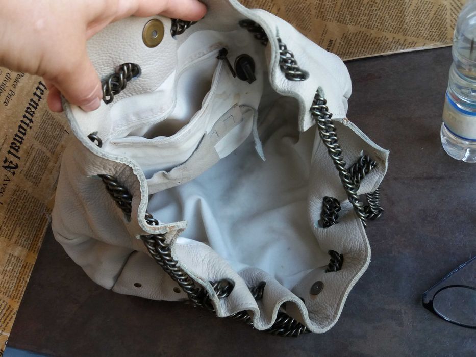 дамска чанта бежова,кожена торба-естествена кожа