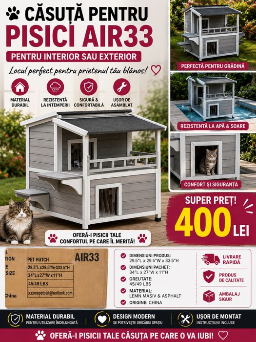 Căsuțe pentru pisici – Set 2 bucăți, pe 2 nivele