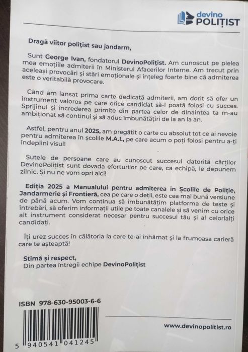 Carte pt viitori polițiști și jandarmi