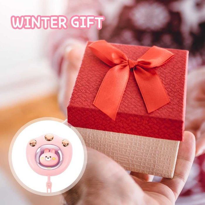 Incalzitor maini labuta de ursulet roz 8x5cm reincarcabil USB 1200mAh