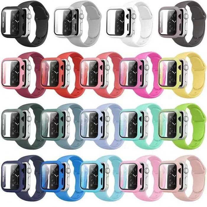 Curea silicon + protectie ecran ceas Apple Watch 10 9 8 7 40/41 mm