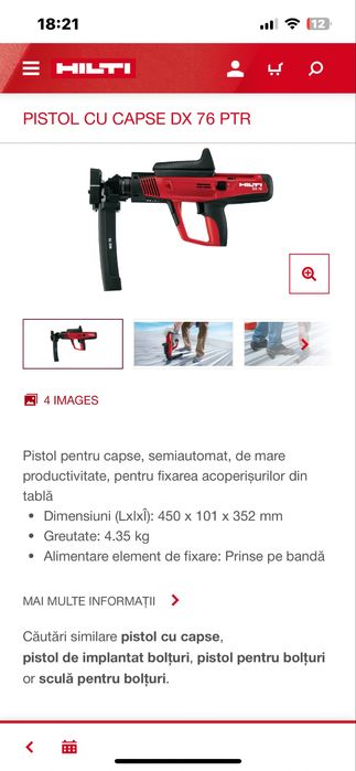 Pistol cu capse  Hilti DX 76-Nou